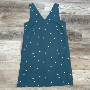 Vero Moda Polka Dot Sleeveless Dress Blue White V-Neck Minimalist L